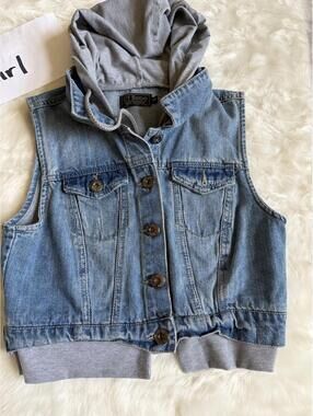 Ci Sono Denim Vest with Gray Hoodie Unisex Size Medium